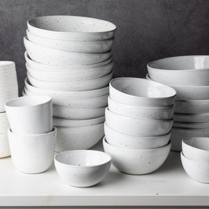 White organic stoneware ceramic tableware handmade