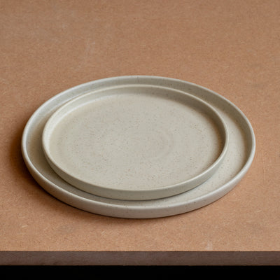 Large plate (straight edge) Speckled Beige