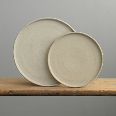 Large plate (straight edge) Speckled Beige