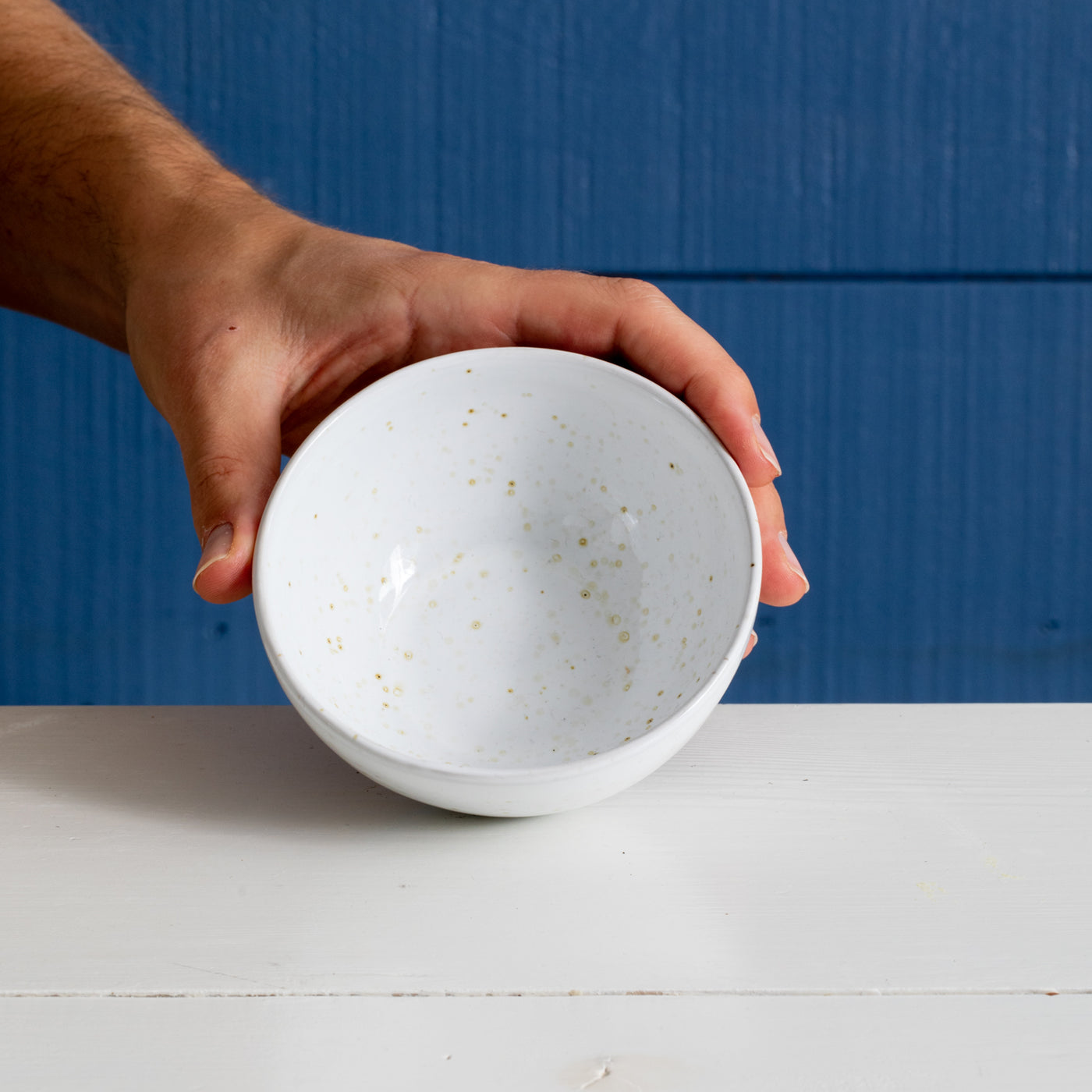 Dip Bowl Snack Bowl stoneware white glaze with spots