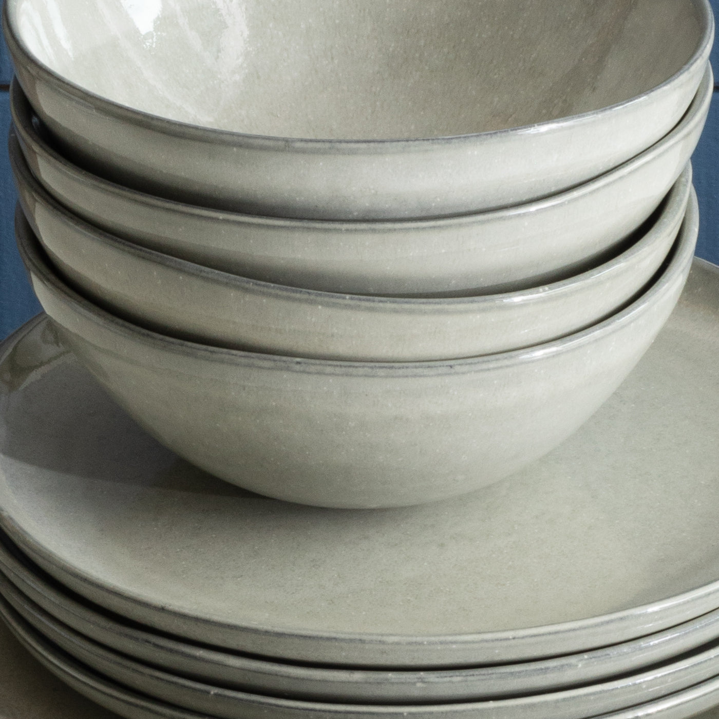 Tableware set stoneware neutral gray organic handmade Portugal Bowl plate