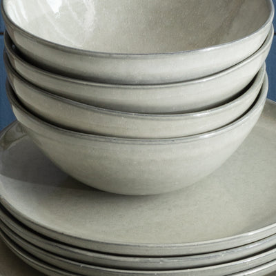 Tableware set stoneware neutral gray organic handmade Portugal Bowl plate