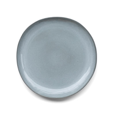 Plate set stoneware reactive glaze gray handmade