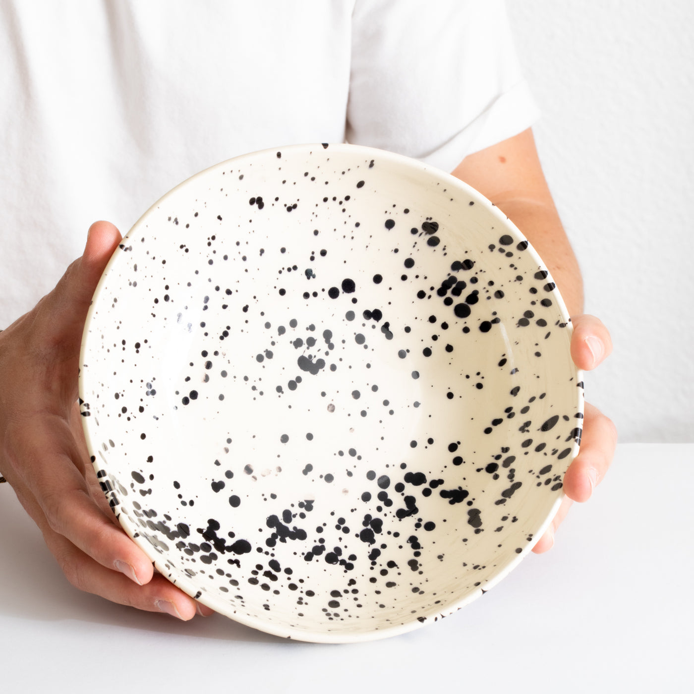 Large round pasta plate with black dots Puglia color splashes Handmade