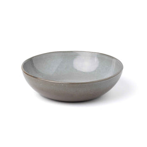 Large round pasta plate stoneware handmade gray blue glaze