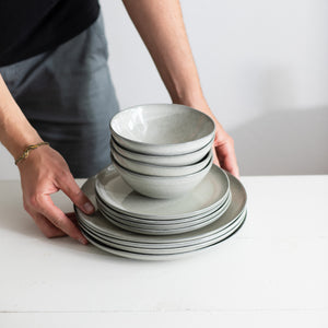 Tableware set stoneware neutral gray organic handmade Portugal Bowl plate