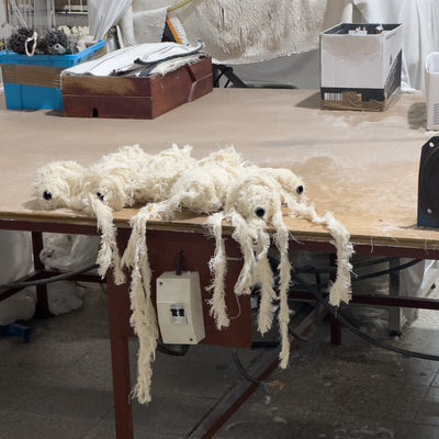 Cotton scraps lying on a table