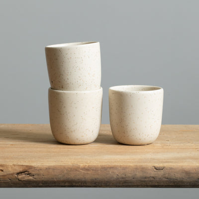 Beige espresso mug with matt glaze made of robust stoneware